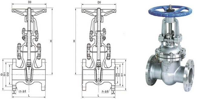 法蘭閘閥結(jié)構(gòu)圖(2D)